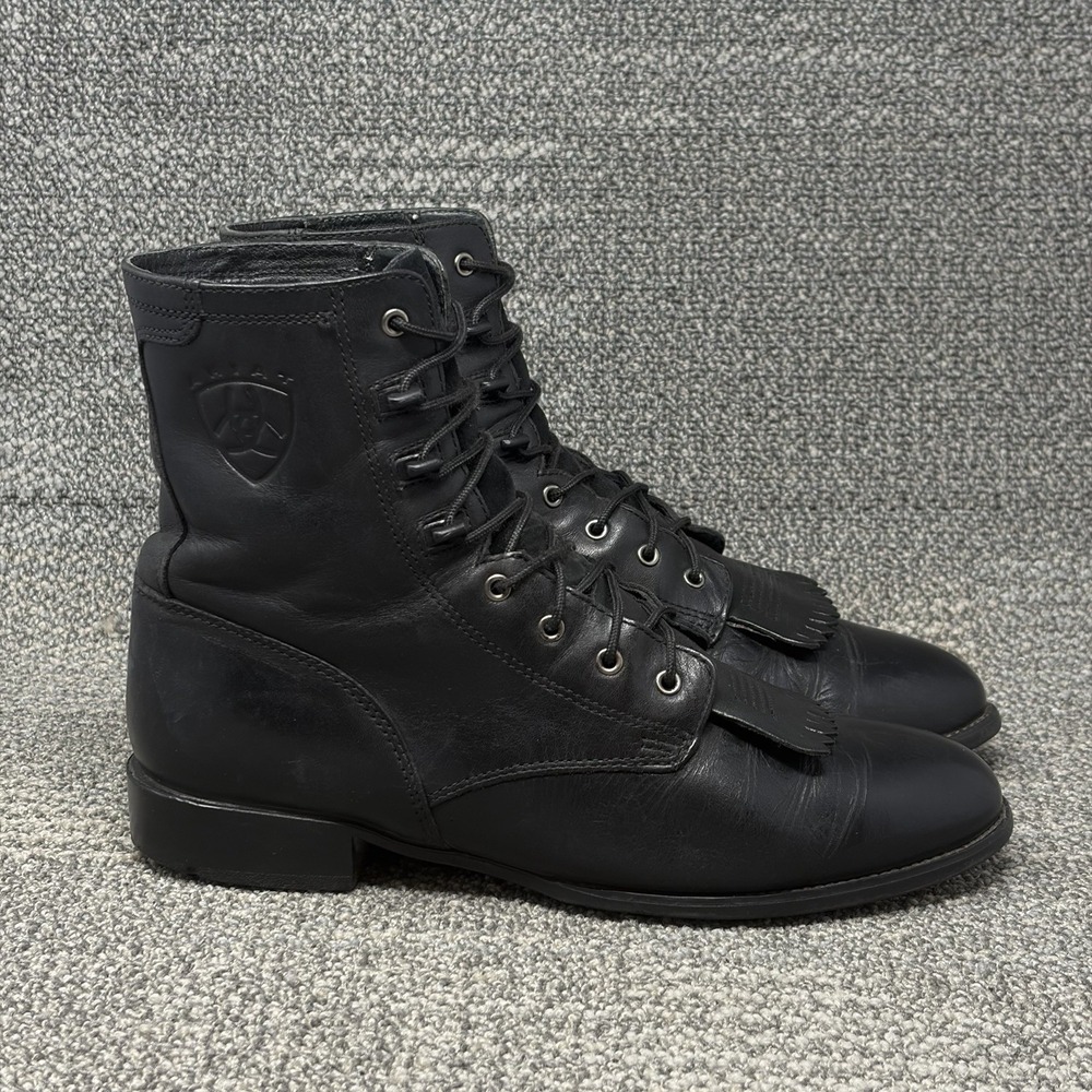 Ariat Heritage Lacer 33501 Size 7.5 B Black Leather Kiltie Western Paddock Boots